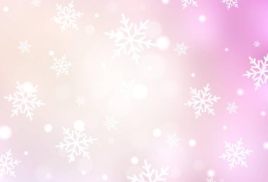 Açık Pembe, sarı vektör arkaplan, tatil tarzında. Noel sembolleri ve tabelaları ile renkli çizimler. Reklamlar, posterler, kitap afişleri için desen.