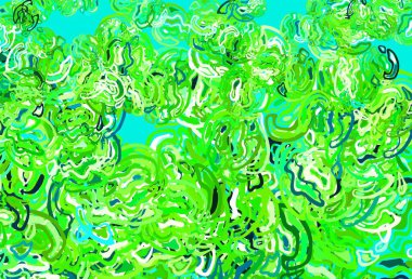 Memphis şekilli açık yeşil vektör arkaplanı. Soyut tarzda rengarenk gradyan şekilleri olan bir resim. Duvar kağıtları için zarif tasarım.