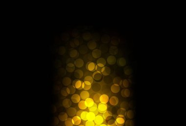 Daire şekilli koyu sarı vektör düzeni. Soyut arka planda bulanık kabarcıklar ve renkli gradyan. Reklamlar, broşürler için desen.