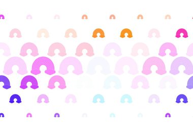 Açık mavi, gökkuşağı işaretli sarı vektör şablonu. Gökkuşağı ve bulut şekilli dekoratif çizimler. Eğlence tasarımları için çizim.