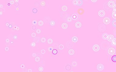 Açık mavi, noktalı kırmızı vektör arkaplanı. Soyut arka planda bulanık kabarcıklar ve renkli gradyan. Reklamlar, broşürler için desen.