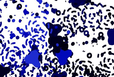 Memphis şekilli hafif MLUE vektör arkaplanı. Rastgele şekillerle soyut tarzda dekoratif tasarım. Bir cep telefonu için arka plan.