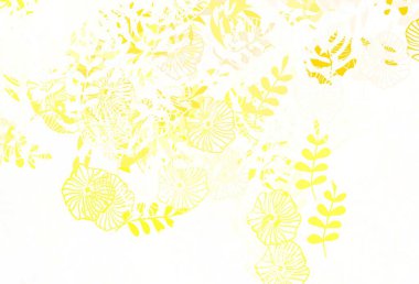 Light Orange vector abstract design with leaves. Glitter abstract illustration with doodles and leaves. Hand painted design for web, wrapping.