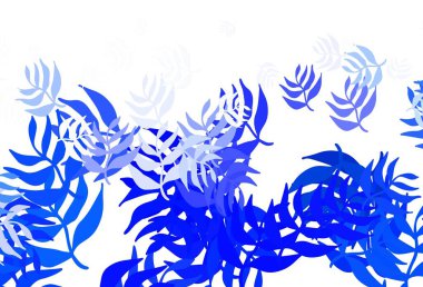 Light BLUE vector elegant pattern with leaves. Glitter abstract illustration with doodles and leaves. Brand new style for your business design.