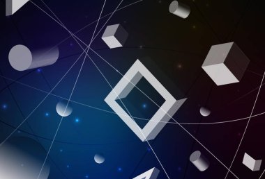 Dark BLUE vector layout with circles, lines, rectangles. Illustration with set of colorful circles, triangles, squares. Pattern for booklets, leaflets