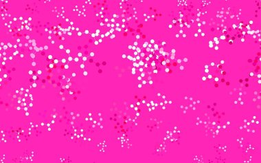 Yapay zeka ağıyla açık pembe vektör deseni. Yapay zekanın bağlantı ve noktalarıyla soyut illüstrasyon. Bilim için desen, geleceksel tasarımlar..