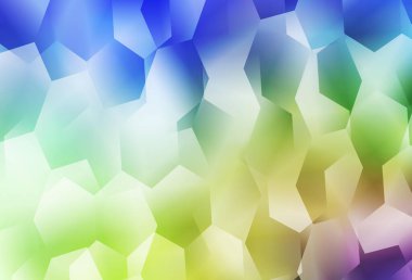 Altıgen şekilli hafif çokrenkli vektör düzeni. Bulanık arkaplanda renkli altıgenler. İniş sayfaları için desen.