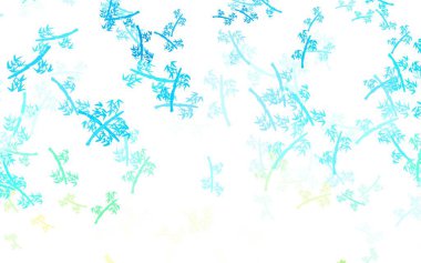 Açık mavi, sarı vektör, dalları olan zarif duvar kağıdı. Beyaz arka planda Hint tarzı dekoratif tasarım. Web sitesi yöneticileri ve tasarımları için desen.