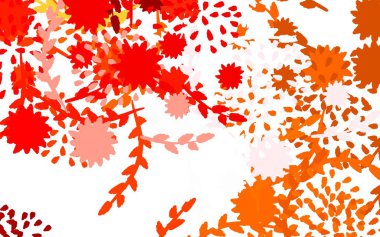 Çiçeklerin dekoratif desenli beyaz arkaplanlı açık kırmızı vektör doğal arka planı. İş tasarımınız için yepyeni bir tarz.