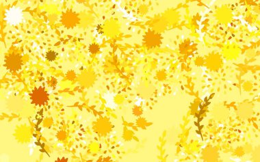 Açık sarı vektör arkaplan çiçekli, güllü. Çiçekli zarif, parlak bir illüstrasyon. Web sitesi yöneticileri ve tasarımları için desen.