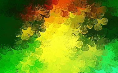 Koyu yeşil, sarı vektör doğal sanat eserleri ağaçlar, dallar. Çiçeklerle karalama tarzında renkli çizimler. İş tasarımınız için yepyeni bir tarz.