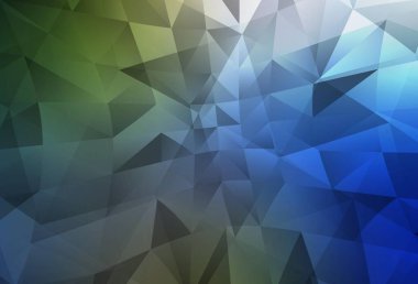 Koyu mavi, yeşil vektör soyut mozaik fon. Yarım ton şeklinde, üçgenli yaratıcı illüstrasyon. İş tasarımınız için yepyeni bir tarz.