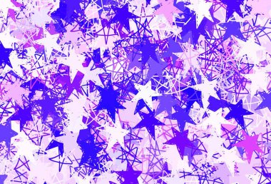 Küçük ve büyük yıldızlı açık sarı vektör arkaplan. Yıldızlı modern geometrik soyut çizim. Fütürist reklamlar ve kitapçıklar için şablon.