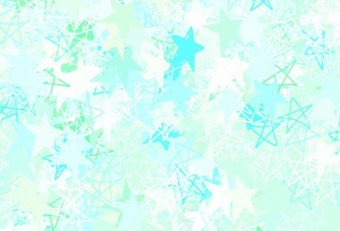 Güzel yıldızlı açık yeşil vektör dokusu. Yıldızlı modern geometrik soyut çizim. Reklamınız, posteriniz, afişiniz için en iyi tasarım.