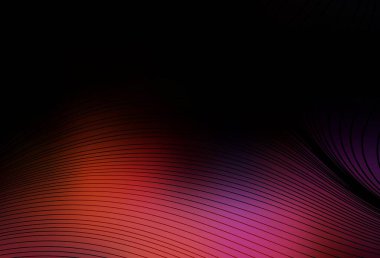 Koyu mavi, kıvrımlı çizgileri olan kırmızı vektör şablonu. Değişken çizgileri olan renkli geometrik örnek. Posterler ve afişler için iş tasarımı.