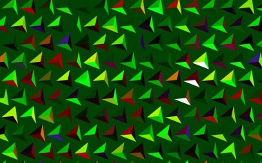 Koyu yeşil, kırmızı vektör arka plan ve çokgen tarzı. Renkli üçgenlerin olduğu bir resim. Kartvizitiniz için modern tasarım.