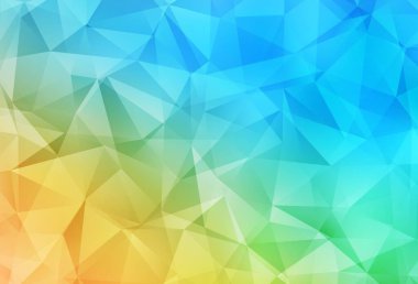 Açık mavi, sarı vektör üçgen mozaik şablon. Origami tarzında gradyan ile geometrik çizim. Arkaplanlarınız için desenli desen.