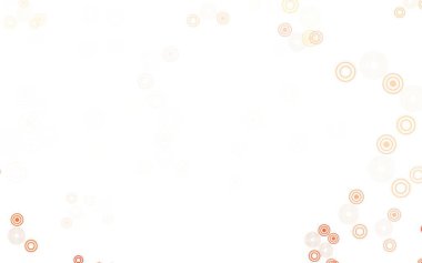 Lekeli açık kırmızı vektör arka planı. Parlak renkli soyut çemberlerin olduğu bir resim. Reklamlar, broşürler için desen.