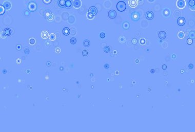 Küreli açık mavi vektör deseni. Parlak renkli soyut çemberlerin olduğu bir resim. Güzel web siteleri için desen.