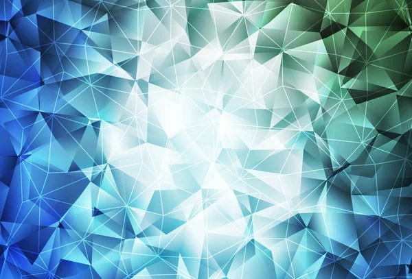 Açık mavi, üçgen şekilli yeşil vektör dokusu. Soyut arkaplanda renkli eğimli üçgenler. Duvar kağıtları için zarif tasarım.