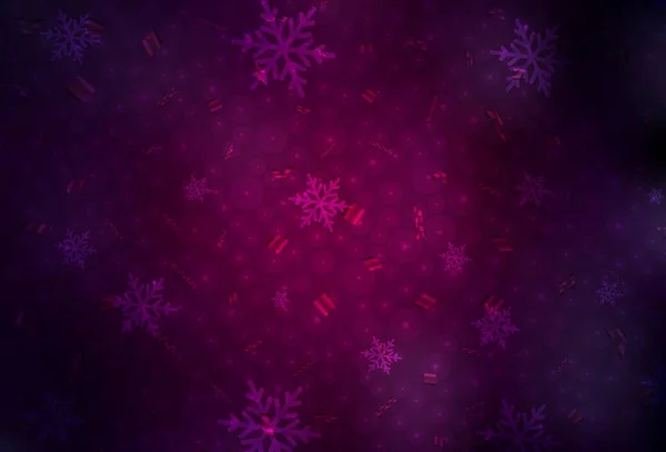 Σκούρο Ροζ Διανυσματική Διάταξη Στυλ Πρωτοχρονιάς Εικονογράφηση Πολύχρωμες Νιφάδες Χιονιού — Διανυσματικό Αρχείο