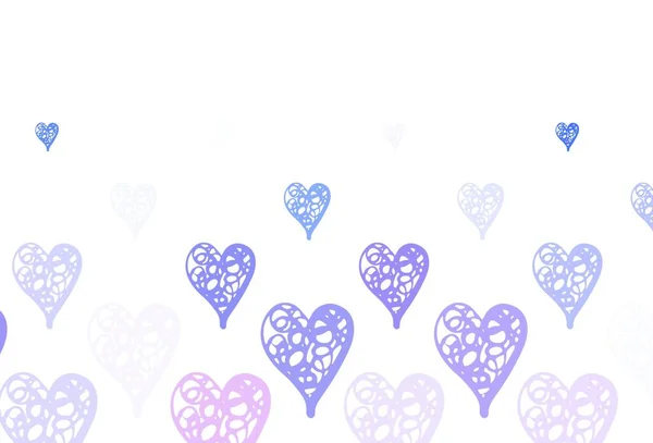 Light Blue Vector Pattern Colorful Hearts Decorative Design Hearts Simple — 图库矢量图片