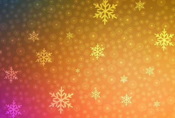 Light Orange Vector Background Xmas Style Illustration Colorful Snowflakes Christmas — 图库矢量图片