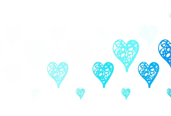 Hellblauer Gelber Vektorhintergrund Mit Leuchtenden Herzen Kluge Illustration Mit Gradientenherzen — Stockvektor