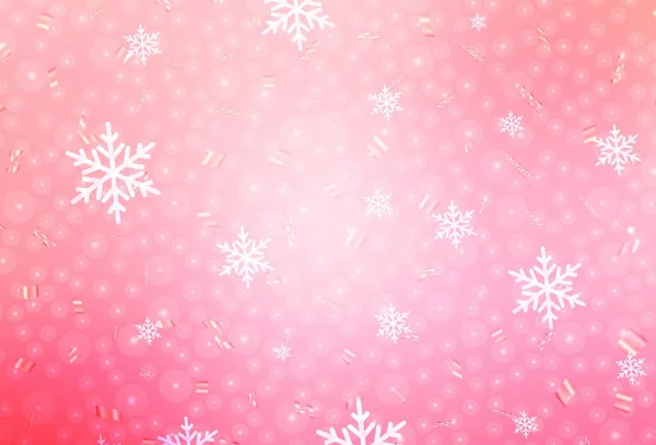 Hellrosa Gelbe Vektorschablone Karnevalsstil Abstrakte Illustration Mit Weihnachtskugeln Und Schneeflocken — Stockvektor