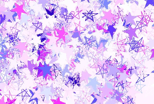 Light Pink Blue Vector Layout Bright Stars Decorative Shining Illustration — Stock Vector