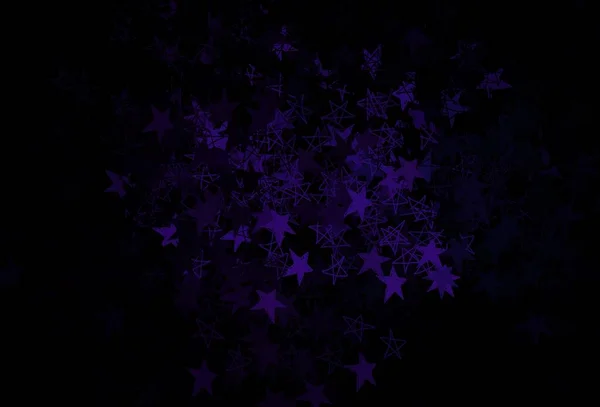 Fundo Vetor Roxo Escuro Com Belos Flocos Neve Estrelas Glitter — Vetor de Stock