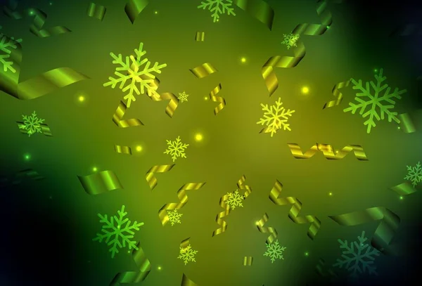 Donkergroen Gele Vectorlay Out Nieuwjaarsstijl Eenvoudige Gradiënt Illustratie Met Kerst — Stockvector