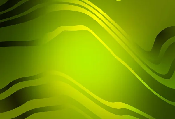 Verde Claro Fondo Vector Amarillo Con Líneas Curvas Una Ilustración — Vector de stock