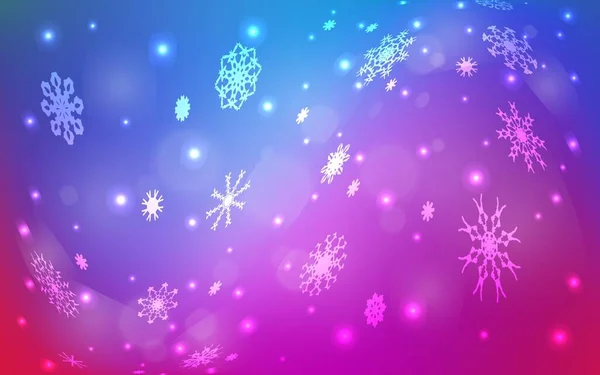 Hellrosa Blauer Vektorhintergrund Mit Weihnachtsschneeflocken Leuchtend Farbige Illustration Mit Schnee — Stockvektor
