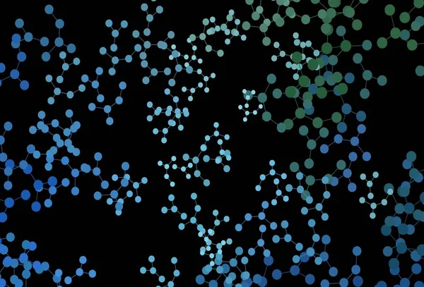 Koyu mavi, yapay zeka ağlı yeşil vektör deseni. Yapay zeka bağlantılarıyla basit bir şekilde renkli tasarım. Bilim için desen, geleceksel tasarımlar..