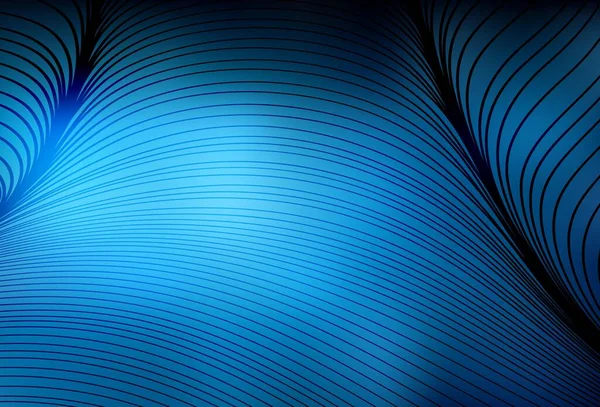 Eğri çizgileri olan koyu mavi vektör deseni. Basit çizgilerle renkli gradyan çizimi. Broşürler, broşürler için doku.