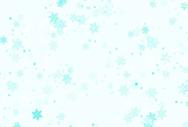 Hellgrüner Vektorhintergrund Mit Weihnachtsschneeflocken Glitzernde Abstrakte Illustration Mit Eiskristallen Muster — Stockvektor