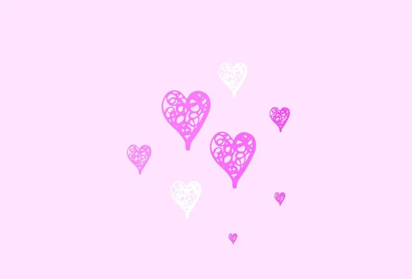 Textura Vectorial Rosa Claro Con Corazones Encantadores Ilustración Inteligente Con — Archivo Imágenes Vectoriales