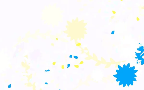 Ανοιχτό Μπλε Κίτρινο Διάνυσμα Αφηρημένο Φόντο Λουλούδια Ολοκαίνουρια Έγχρωμη Απεικόνιση — Διανυσματικό Αρχείο