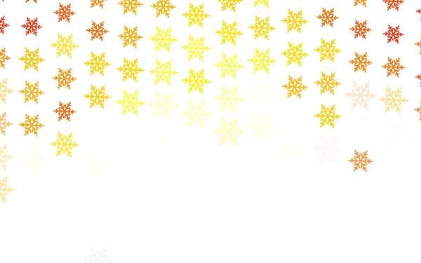 Светло Красный Желтый Векторный Узор Снежинками Звездами Градиентная Красочная Иллюстрация — стоковый вектор
