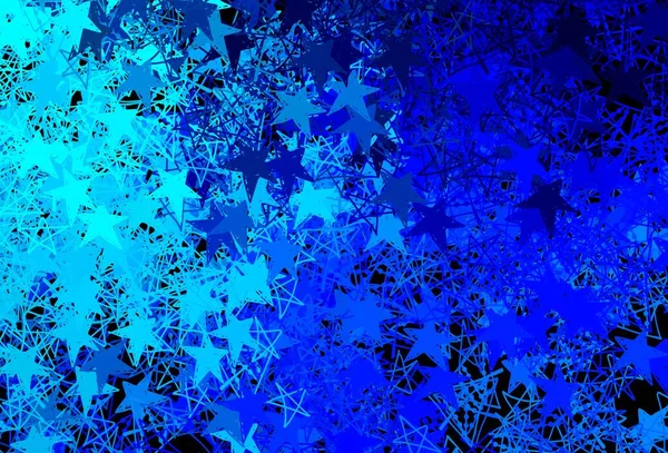 Dark Blue Vector Template Ice Snowflakes Stars Shining Colorful Illustration — ストックベクタ