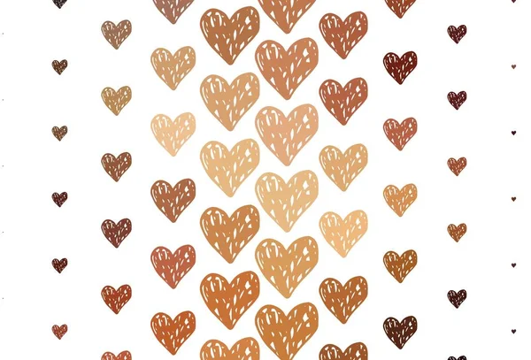 Light Orange Vector Template Doodle Hearts Shining Illustration Hearts Abstract — ストックベクタ