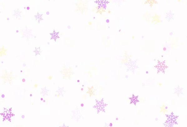 Light Pink Yellow Vector Background Xmas Snowflakes Colorful Decorative Design — ストックベクタ