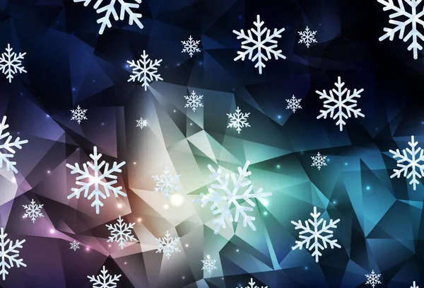 Dark Blue Red Vector Layout Bright Snowflakes Stars Gradient Colorful — ストックベクタ