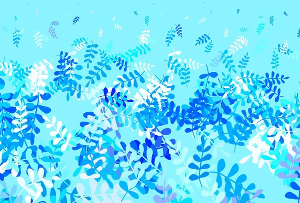 Светлый Синий Векторный Фон Листьями Листья Элегантный Природный Узор Градиентом — стоковый вектор