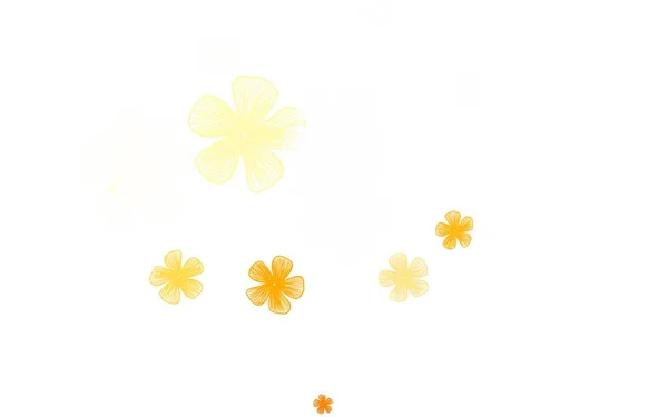 Azul Claro Fundo Doodle Vetor Amarelo Com Flores Flores Com —  Vetores de Stock