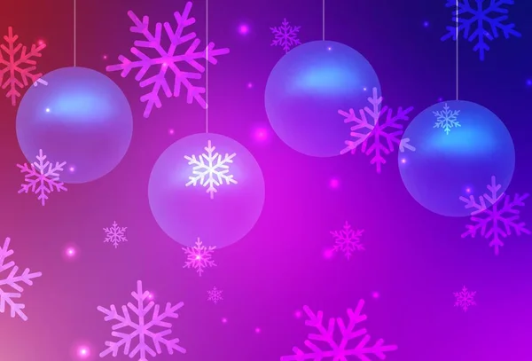 Ανοιχτό Μωβ Ροζ Διανυσματικό Φόντο Χριστουγεννιάτικο Στυλ Πολύχρωμη Απεικόνιση Χιόνι — Διανυσματικό Αρχείο