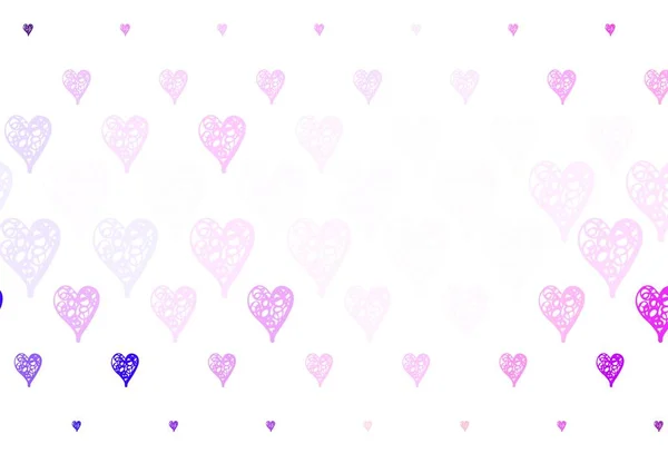 Світло Фіолетовий Рожевий Векторний Фон Сяючими Серцями Прекрасний Стиль Святкування — стоковий вектор
