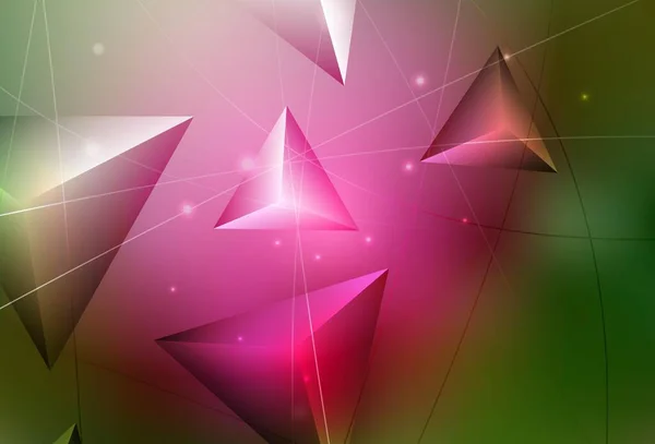 濃いピンク 緑のベクトル勾配の三角形のパターン 多角形の形状のサンプル バナーのための全く新しいテンプレート — ストックベクタ