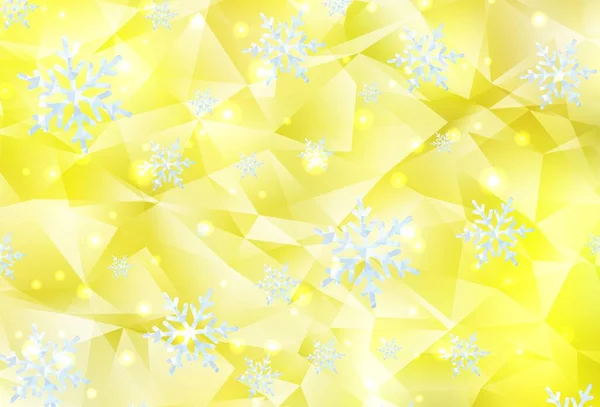 Светло Желтая Векторная Текстура Цветными Снежинками Звездами Блестящие Абстрактные Иллюстрации — стоковый вектор